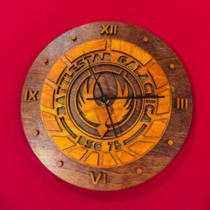Battlestar Galactica Laser Etched Stained Wood Clock