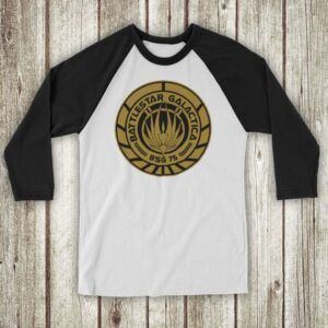 Battlestar Galactica Logo 3-4 Sleeve Baseball Tee