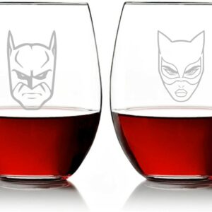 Gift Ideas For DC Comics Batman Cat Woman Stemless Wine Glasses