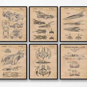 Gift Ideas For DC Comics Batman Land Sea Air Patent Poster Print Set