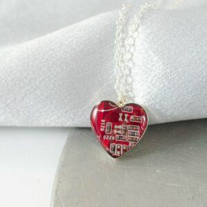 Red Circuit Board Heart Necklace