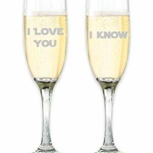 Star Wars I Love You I Know Etched Champagne Glass Set