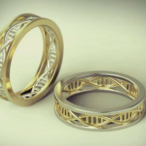 Biology DNA 14K Two Tone Gold Ring