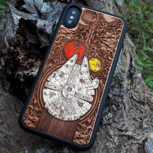 Star Wars Millennium Falcon Engraved Wooden Phone Case