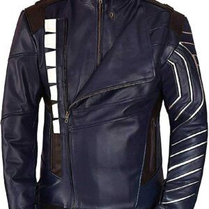 Marvel MCU Bucky Barnes Blue Faux Leather Jacket