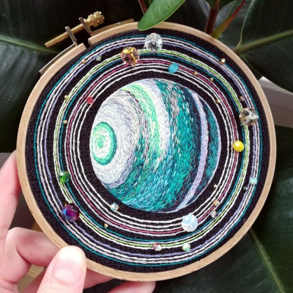 Astronomy Hand Embroidered Uranus Wall Art