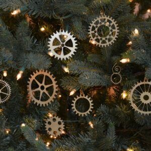 Steampunk Gear Christmas Tree Ornament Set