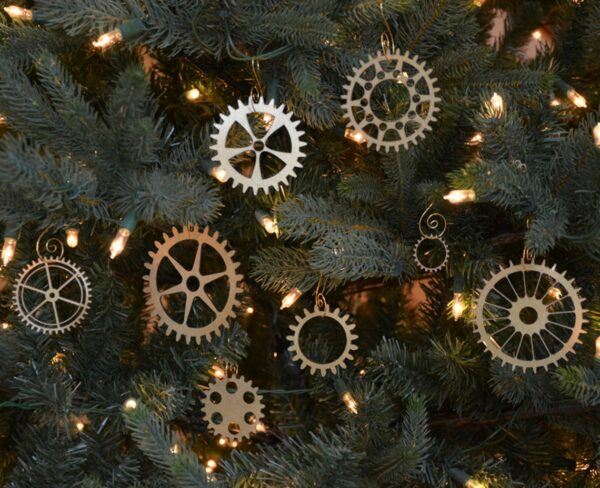 Steampunk Gear Christmas Tree Ornament Set