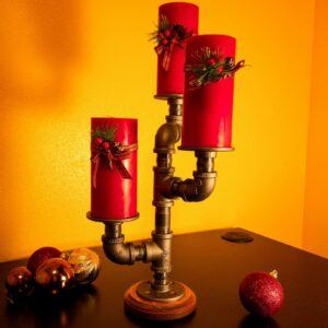 Steampunk Industrial Style Pipe Candle Holder