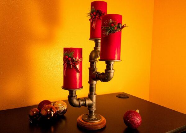 Steampunk Industrial Style Pipe Candle Holder