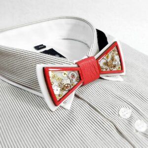 Steampunk Red Wooden Bow Tie